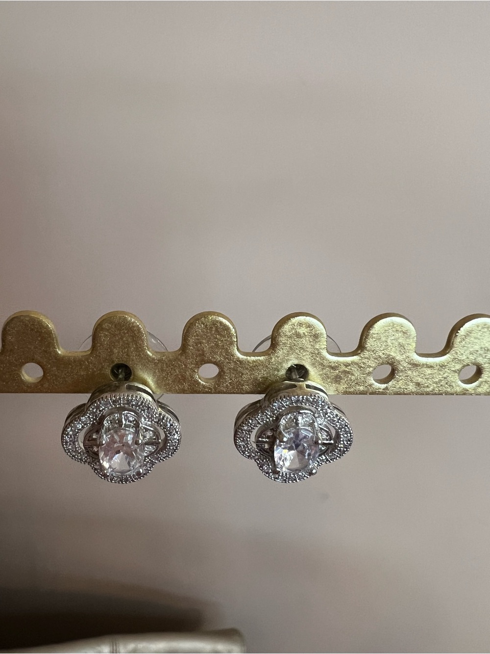 Sparkling Silver-Tone Halo Stud Earrings with Cubic Zirconia Stones - Picture 3 of 4